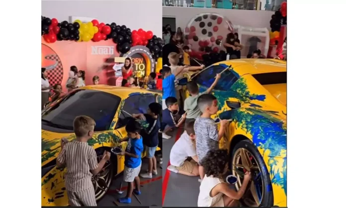 Half-a-million USD Ferrari turns into artwork canvas at young other folk’s occasion in Dubai